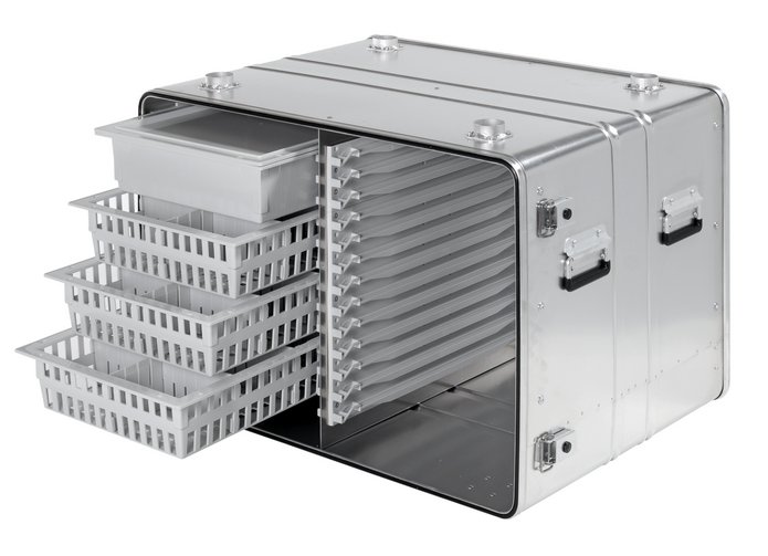 Aluminum modular shelf container as medical box
