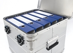 Aluminium archiving box for up to 5 wide folders of 75 mm
