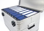 Aluminium archiving box for up to 8 wide folders of 75 mm